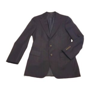 Polo University Club By Ralph Lauren Mens Wool Pinstripe Blazer Navy Blue Sz 36